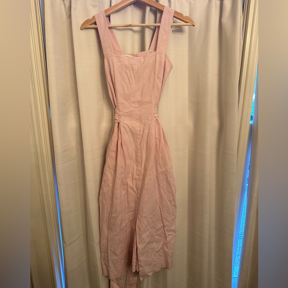 Vince Belted Linen Pink Dress